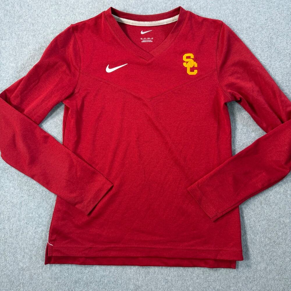 USC Trojans Nike Dri-FIt V-Neck Long Sleeve Shirt Women's X-Small Pac 12 Patch
